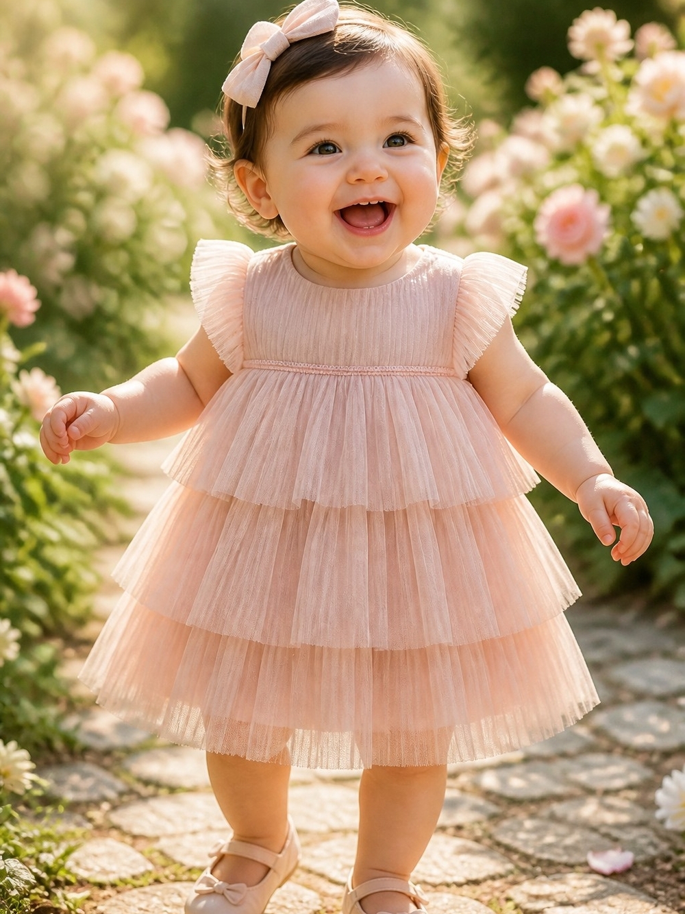 GAP Girls Peach Tiered Ruffle Formal Dress
